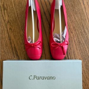 Red leather ballet flats